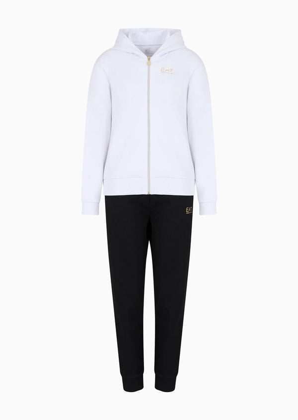 Tuta Donna Logo Series Essential Bianco nero oro EA7 Emporio Armani- Francavilla Moda